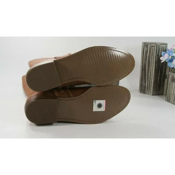 UGG Caramel Leather Gracen Whipstitch Tall Boots 6 - Picture 8 of 9